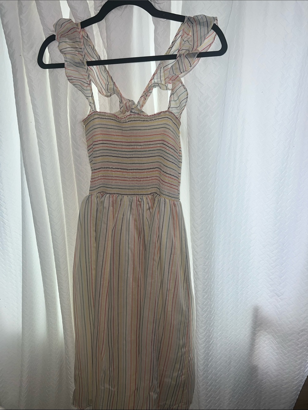 Madewell Cream Midi Dress with Pastel Stripes